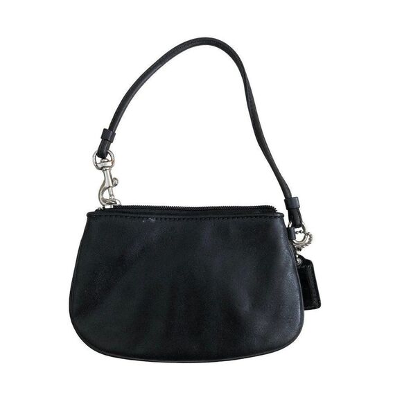 Coach Black Purse Wristlet Strap Zipper Closure Leather - Picture 2 of 3